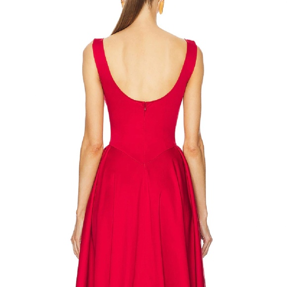 NWT Helsa Stretch Cotton Sateen Midi Dress - Red Lipstick - Picture 10 of 10